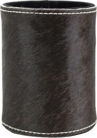 Kožený stojan na ceruzky z kravskej kože čierna / biela - Ø 9 * 10cm