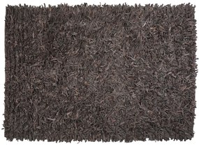 Kožený koberec 140 x 200 cm tmavohnedý MUT Beliani