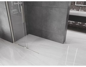 Mexen Velar, sprchová zástena s posuvnými dverami Walk-in 75 x 200 cm, 8mm číre sklo, brúsená oceľ, 871-075-000-03-97
