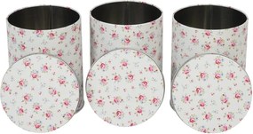 Plechové dózy na čaj, kávu a cukor s ružami - set 3 ks