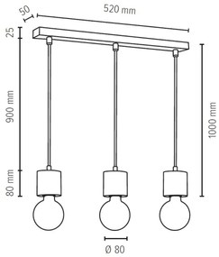 Spot-Light 71689304 - Luster na lanku PINO 3xE27/60W/230V