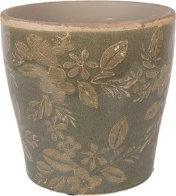 Zelený keramický obal na kvetináč s kvetmi Timothée L - Ø 14*13 cm