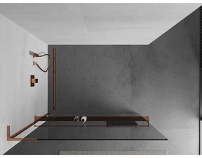 Mexen Kioto+ L, sprchová zástena Walk-In s poličkou a vešiakom 50 x 200 cm, 8mm číre sklo, ružové zlato profil, 800-050-123-60-00
