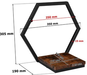 Nástenná polica Doron II hnedá/čierna