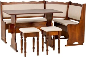 Rohový jedálenský komplet N2, orech / béžová aston 22