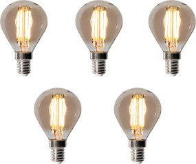 Sada 5 stmievateľných LED žiaroviek E14 P45 dymových 5W 470LM 2200K