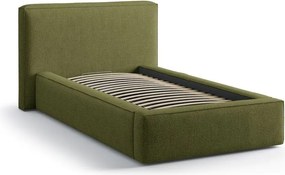 Zelená čalúnená jednolôžková posteľ s úložným priestorom s roštom 90x200 cm Jodie – Micadoni