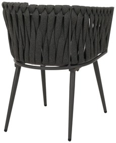 Záhradné stoličky HWC-N38 (SET 2 ks), olefínové lano, antracitové vankúše - svetlo sivá