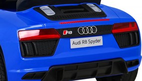 Ramiz Audi R8 Batéria pre deti Modrá + Diaľkové ovládanie + EVA + Pomalý štart + MP3 LED