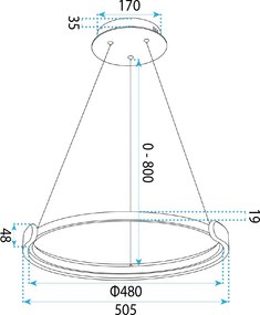 Toolight Toolight, LED stropné svietidlo 50cm, 48W, 4000K, 2500lm, APP1927-CP, čierna, OSW-66067