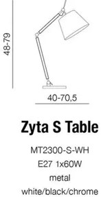 Dizajnová stolová lampa Zyta S Table čierne/zlaté