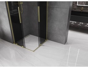Mexen Velar L Duo, sprchový kút s posuvnými dverami 80 x 80 cm, 8mm šedé sklo, zlatá matná, 871-080-080-02-43-55