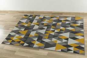 Koberec Luna 503834/89915 Trojuholníky sivý / horčicový