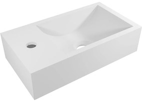 CERANO - Umývadlo z liateho mramoru Teo, závesné ľavé - biela matná - 40x22 cm, CER-CER-482698