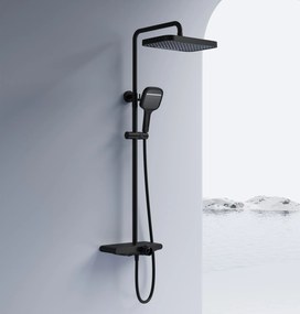 Rea Bari, sprchový set s hlavovou a ručnou sprchovou hlavicou, čierna matná, REA-P0891
