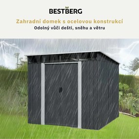 Záhradný domček BestBerg ZDSL-4S / 4,6 m² / 238 x 194 x 202 cm / svetlo sivá