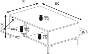 Konferenční stolek Flinn 100 cm bílý/zlatý