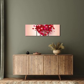 Obraz srdcového stromu (s hodinami) (90x30 cm)