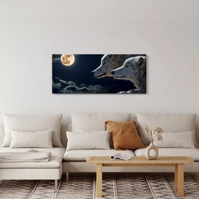 Obraz vlkov vyjúcich na mesiac (120x50 cm)