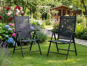 CH Polohovateľná záhradná hliníková stolička Glam II - čierna