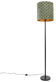 Stojaca lampa čierna tienidlo s dizajnom páva zlatý interiér 40 cm - Simplo