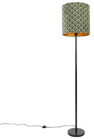 Stojacia lampa čierny odtieň páv design zlato vo vnútri 40 cm - Simplo