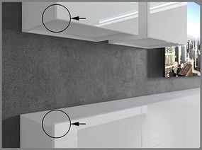 Obývacia stena 250 cm Belini biely lesk / šedý antracit Glamour Wood Imperium8  IMP 8/5/W/WGW1/0/0