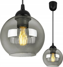 Závesné svietidlo Haga, 1x grafitové sklenené tienidlo,lp
