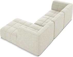 Béžová rohová pohovka z textílie buklé (pravý roh/s leňoškou) Aloha – Makamii