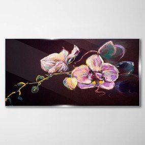 Skleneny obraz Abstrakcie kvety listy