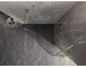Mexen Lunar, päťuholníkový sprchový kút s pravým sklonom 90 x 90 cm, 8mm číre sklo, zlatý matný profil, 831-090P-090L-55-00-P