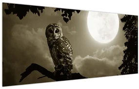 Obraz - Nočná sova, zlatá (120x50 cm)