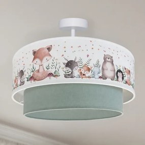 Brilagi-LED Detské prisadené stropné svietidlo BOBO 1xE27/60W/230V Ø 40 cm biela/zelená/so zvieracím motívom