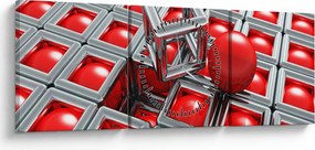 Obraz - 3D metalická abstrakcia (s hodinami) (90x30 cm)