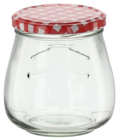 Sklenená zaváraninová fľaša s károvaným červeno-bielym vrchnákom 500 ml 41553