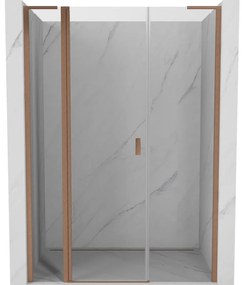 Mexen, Mexen Mist L Otočné sprchové dvere 140 cm, transparentné, brúsená meď - 8A4L-140-001-65-00