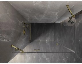 Mexen Lunar, výklopný sprchový kút ľavý 80 x 70 cm, 8mm číre sklo, zlatý profil, 834-080-070-50-00-L