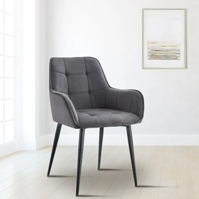 Jedálenská stolička Ferndale - zamat - tmavošedá