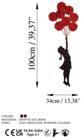 Nástenná dekorácia 100x34 cm dievča kov/mach