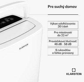 Klarstein DryFy 20L odvlhčovač, 20 l/deň, 22m², 230 m³/h, časovač, nádrž na vodu, mobilný
