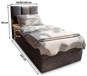 Čalúnená posteľ boxspring MERALIS 100x200 cm hnedá Matrac: Matrace Bonell pružinová