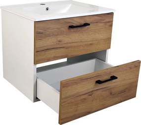 Comodo Kúpeľňová skrinka s keramickým umývadlom Agria NEW W 60 - biela/zlatý dub
