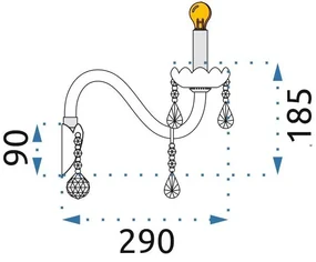 Toolight - Krištáľová nástenná lampa 2xE14 60W 300757, chrómová, OSW-04603