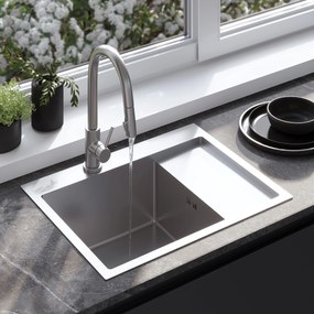 Rea Fin, 1-komorový oceľový drez 620x480x185 mm, brúsená oceľ, ZLE-06012