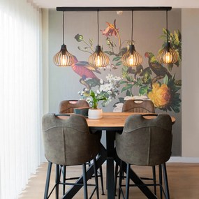 Moderné závesné svietidlo čierne 4-žiarovkové - Saffira