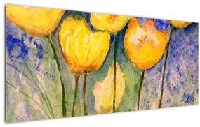 Obraz - Žlté tulipány (120x50 cm)