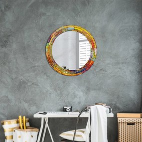 Okrúhle ozdobné zrkadlo Farebné okno z farebného skla fi 60 cm