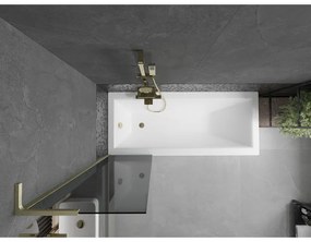 Mexen Next L, 1-krídlová vaňová zástena 50 x 150 cm, 6mm šedé sklo, zlatý matný profil, 895-050-000-03-40-55