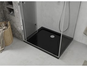 Mexen Lima, sprchový kút so skladacími dverami 120 (dvere) x 90 (stena) cm, 6mm číre sklo, chrómový profil + slim sprchová vanička čierna + chrómový sifón, 856-120-090-01-00-4070