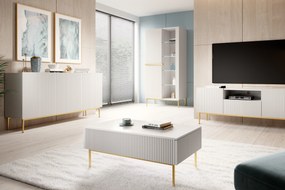 Konferenčný stolík Nicole 120 cm - biely mat / zlaté nožičky